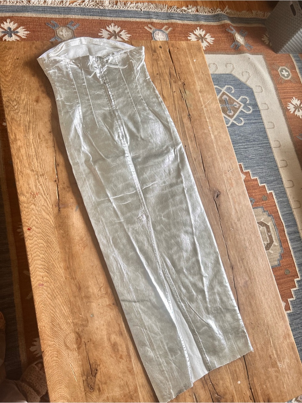 Zara silver denim Strapless Silver Maxi Dress - Elegant Evening Gown photoshoot - Picture 15 of 16